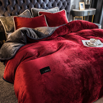 Luxury Amorgos velvet bedding set styled on bed showing elegant hotel-inspired bedroom aesthetic and comfort
